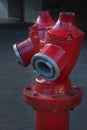 Double red hydrant cityscape at the Jaffa port Israel Royalty Free Stock Photo