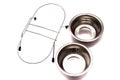 Double removable pet feeding dish bowls