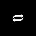 Double reverse arrow icon isolated on dark background