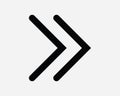 Double Right Arrow Icon. Direction Navigation Path Route Next Skip Forward. Black White Sign Symbol EPS Vector