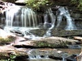 Double rock tiered waterfall, horizontal orientation