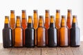 Double row of assorted chilled homemade beers Royalty Free Stock Photo