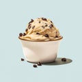 Double scoop ice cream in a cup with chocolate chip toppings. Generative AI