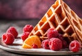 A double scoop of orange and raspberry sherbet in a waffle cone. Royalty Free Stock Photo