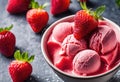 A double scoop of strawberry and raspberry sorbet in a cup. Royalty Free Stock Photo