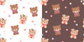Cute teddy bears love seamless pattern set Royalty Free Stock Photo