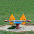 Double seats spring Horse in the meadow of a Playground Royalty Free Stock Photo