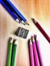 Double sharpner and pencils Royalty Free Stock Photo