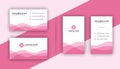 Double-sided creative pink business card template. Portrait and landscape orientation. Horizontal and vertical layout. Vector