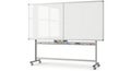 Double sided mobile whiteboard on wheels isolated on white background Royalty Free Stock Photo