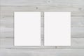 Double Sided Poster Mockup on Rustic Gray Wood Background with Copy Space Royalty Free Stock Photo