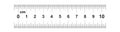 Double sided Ruler 10 centimeter or 100 mm. Value division 0.5 mm. Precise length measurement device. Calibration grid