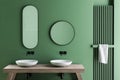 Double sink in green bathroom Royalty Free Stock Photo