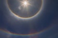 Double solar halo over Lake Titicaca in Puno,Peru on September 21, 2022