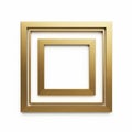 Double Square Gold Picture Frame with White Inner Space on a White Background photo Royalty Free Stock Photo