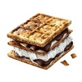 A Double-Stacked S\'more with Melted Chocolate and Marshmallow Royalty Free Stock Photo