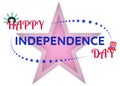 Double star with the crown of the statue of liberty and with a hat. Happy independence day inscription. Royalty Free Stock Photo