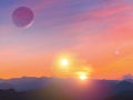 Double Sunset Planet Landscape