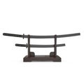 Double Sword Stand For Samurai Katana And Wakizashi. 3D Illustration, front view render on white background