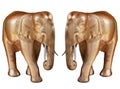 Double symmetry Large wooden elephants decorate with gold, carved in wood, most attractive souvenir for tourism from