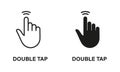 Double Tap Gesture, Hand Cursor of Computer Mouse Line and Silhouette Black Icon Set. Pointer Finger Pictogram. Click Royalty Free Stock Photo