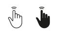 Double Tap Gesture, Hand Cursor of Computer Mouse Line and Silhouette Black Icon Set. Pointer Finger Pictogram. Click Royalty Free Stock Photo