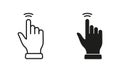 Double Tap Gesture, Hand Cursor of Computer Mouse Line and Silhouette Black Icon Set. Pointer Finger Pictogram. Click Royalty Free Stock Photo