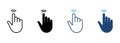 Double Tap Gesture Line and Silhouette Color Icon Set. Hand Cursor of Computer Mouse Pictogram. Pointer Finger Click Royalty Free Stock Photo