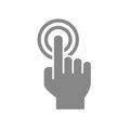 Double tap with one finger grey icon. Finger touch, cursor pointer symbol