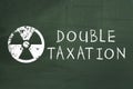 Double taxation DANGER, finance, banking, accounting concept on green chalkboard. Royalty Free Stock Photo