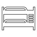 Double tier bunk bed contour outline line icon black color vector illustration image thin flat style