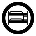 Double tier bunk bed icon in circle round black color vector illustration image solid outline style