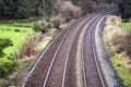 Double trains tracks in cornwall Royalty Free Stock Photo