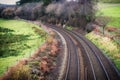 Double trains tracks in cornwall Royalty Free Stock Photo