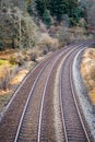 Double trains tracks in cornwall Royalty Free Stock Photo