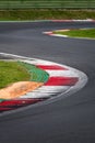 Double turn chicane asphalt track motor sport circuit surface level view Royalty Free Stock Photo