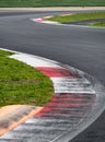 Double turn chicane asphalt track motorsport circuit surface level view Royalty Free Stock Photo