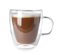 Double wall glass coffee cup isolated