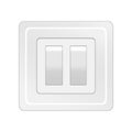 Double wall switch. Electric power. Flat button. Lamp light. Plastic home element. Vector illustration. Stock image. Royalty Free Stock Photo