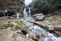 Double waterfall and stream Royalty Free Stock Photo