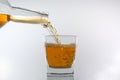 Double whiskey being poured into a glass Royalty Free Stock Photo