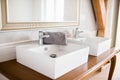 Double white wash basins Royalty Free Stock Photo