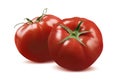 Double whole tomatoes on white background