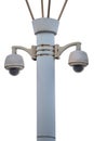 Double wireless security camera equipment on a pillar