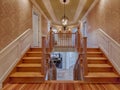 Double wooden staircases in luxury house