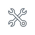 double wrench icon vector from labour day concept. Thin line illustration of double wrench editable stroke. double wrench linear