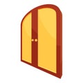 Double yellow door icon, cartoon style
