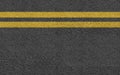 Double Yellow Line On New Asphalt Road