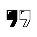 Black solid icon for Doublequote, example and instance