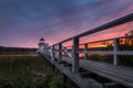 Doubling Point Lighthouse Low Walkway Sunset Royalty Free Stock Photo